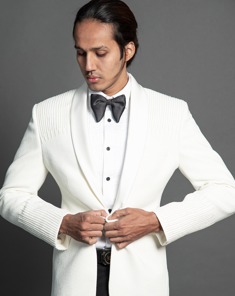 Ivory Designer Tuxedo Suit