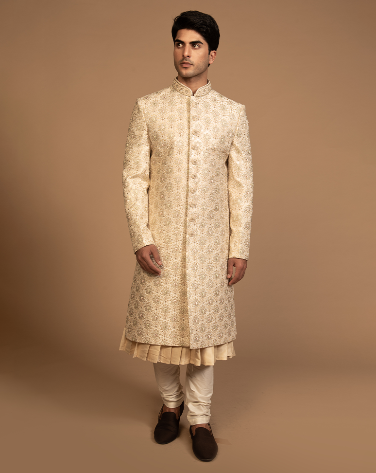 Ivory Zari Detailed Sherwani