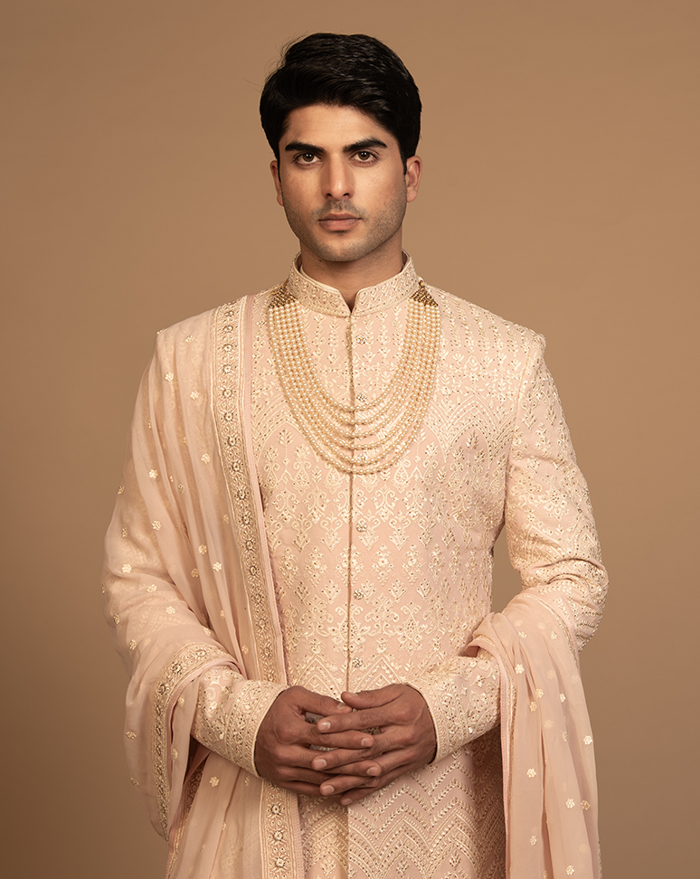 Light Pink Embroidered Sherwani