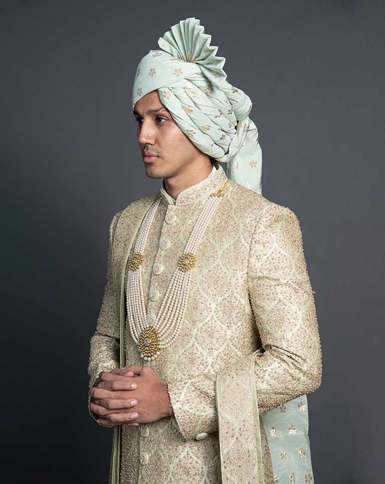 Pastel Green Embroidered Sherwani