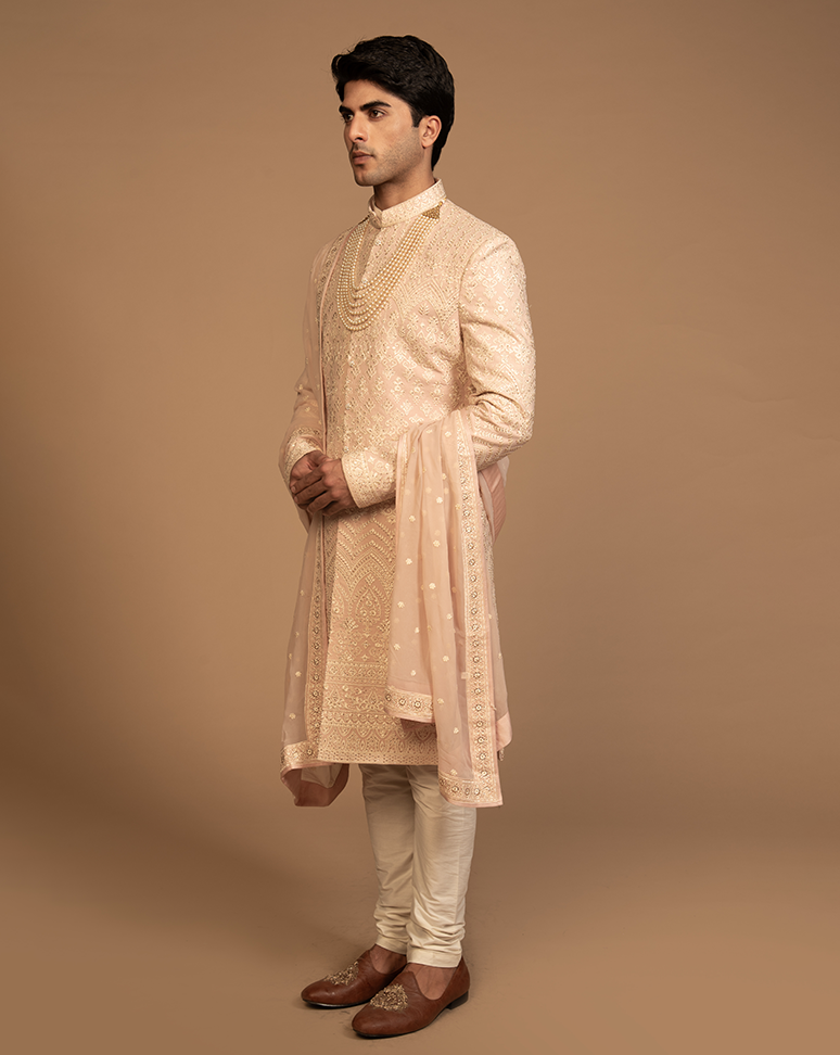 Light Pink Embroidered Sherwani