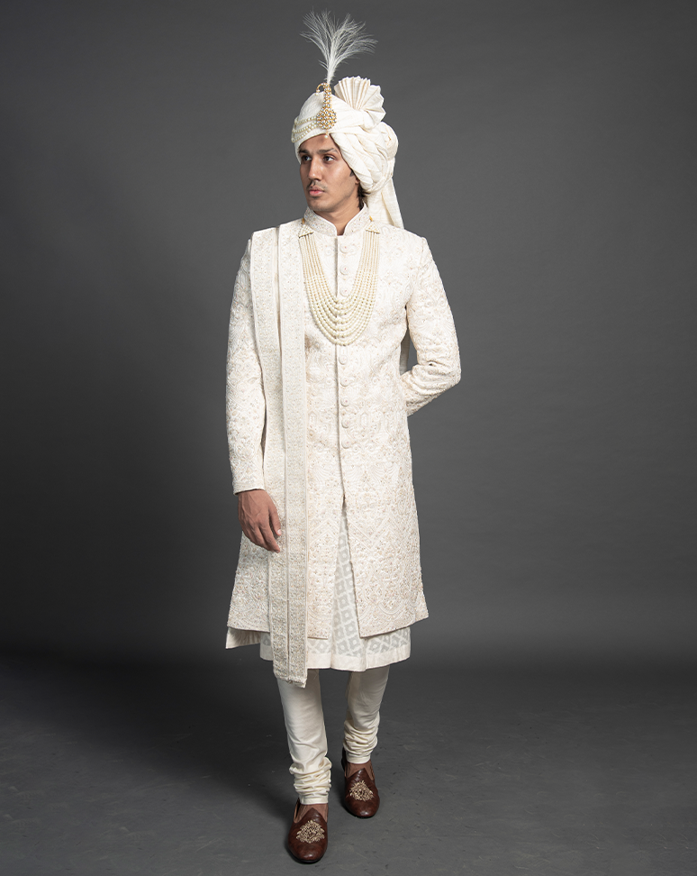 Ivory Heavy Embroidered Sherwani