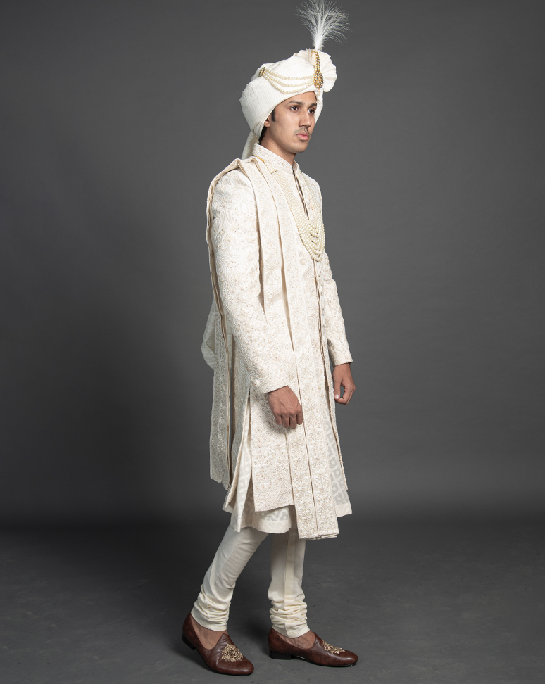 Ivory Heavy Embroidered Sherwani