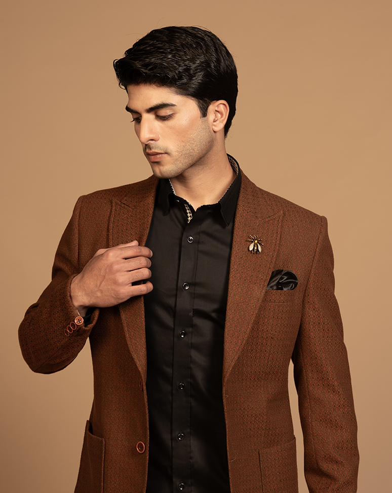 Brown Textured Blazer