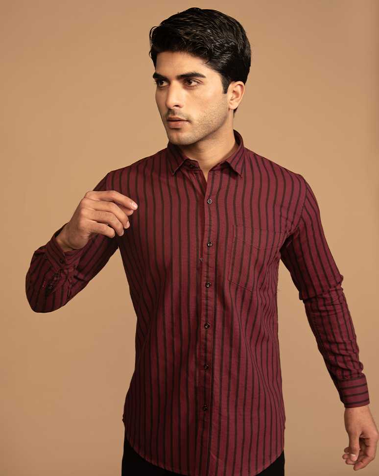 Maroon and Black Stripped Shirt