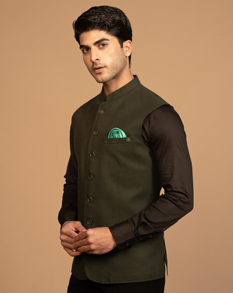 Olive Green Nehru Jacket