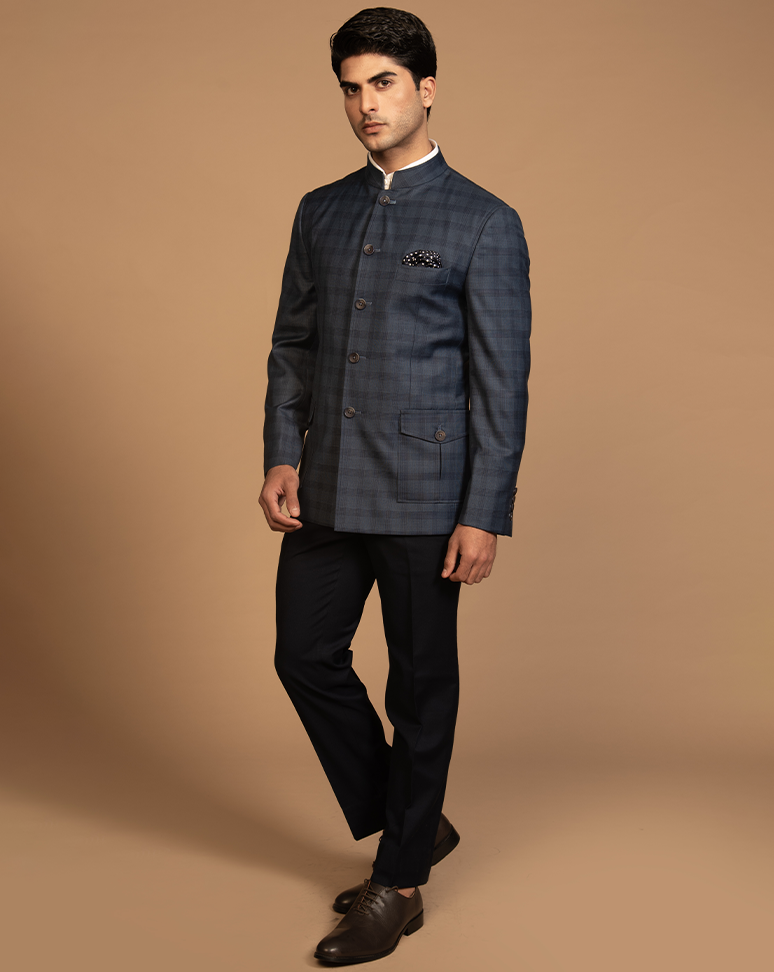 Checkered Formal Bandhgala Set