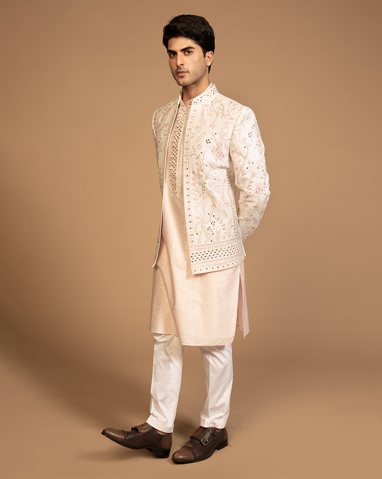 Pastel Pink Embroidered Indo Western Set