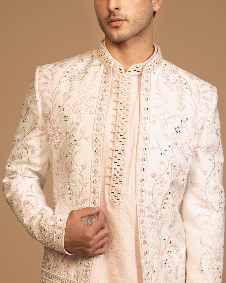 Pastel Pink Embroidered Indo Western Set