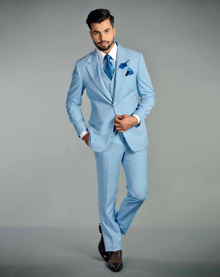 Light Blue Piece Suit – Teal Man